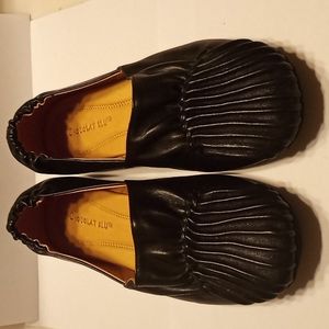 New Chocolat Blu Black Leather Flats